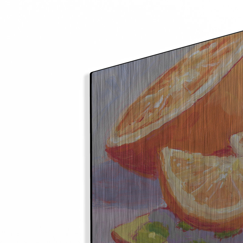 Art mural en métal luxueux «Still Citrus 3» par Carol Young, 24 po x 24 po, H 24 po x l 24 po