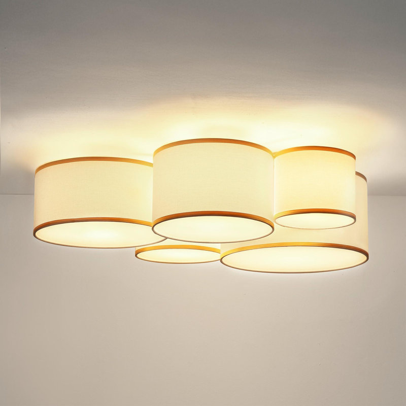 5-Light Cluster Drum Flush Mount Ceiling Light, Gold