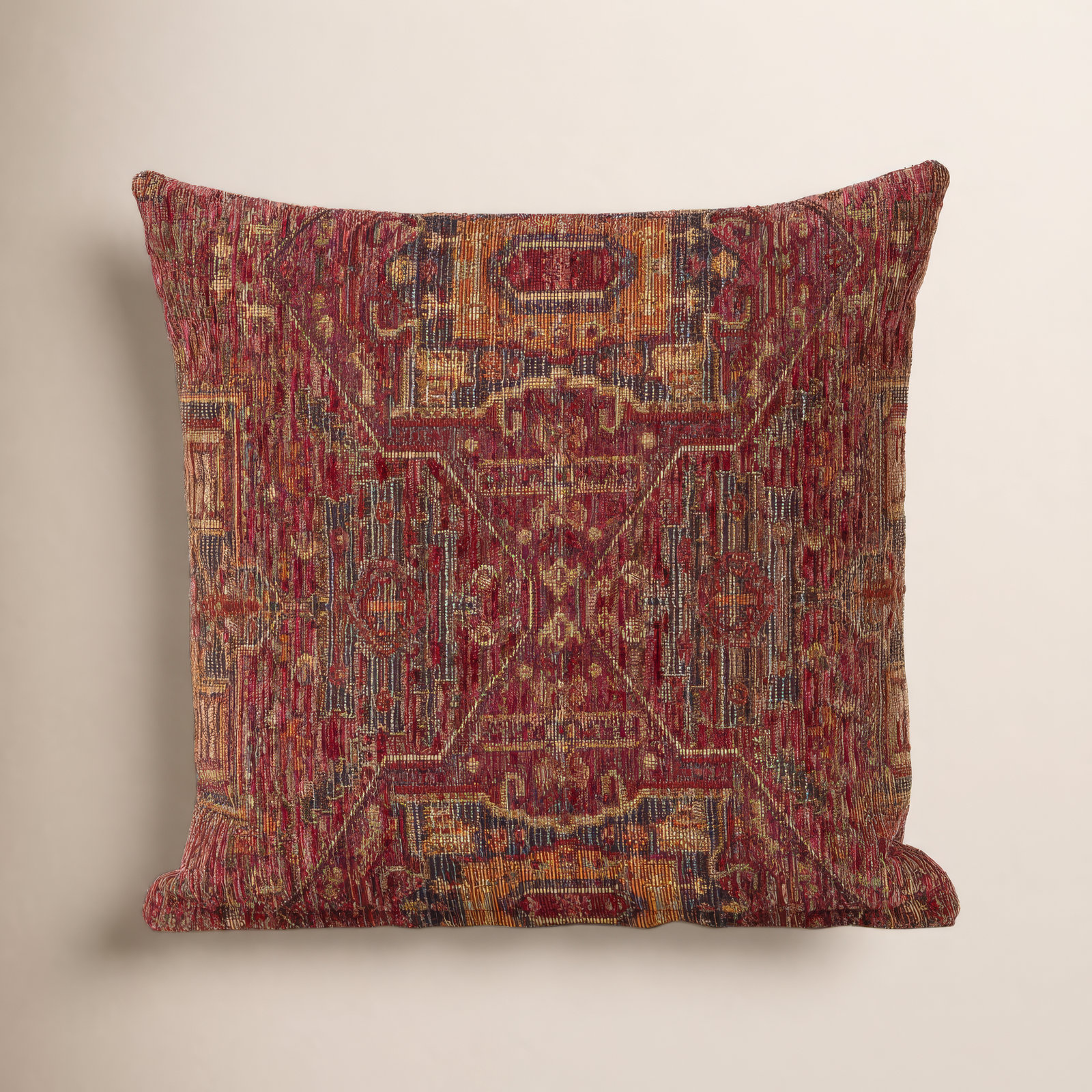 Olcott Throw Pillow, Polyester, Square 16", Zapatta Crimson