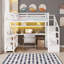 Lit mezzanine double avec rangement pour escalier, garde-robe intégré et lumières DEL AVELOR - Comprend un bureau d'étude et une station de recharge-2134207953