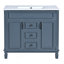 Meuble-lavabo de salle de bain avec lavabo supérieur, armoire à miroir, armoire de rangement moderne avec 2 portes à fermeture douce et 2 tiroirs-865621159
