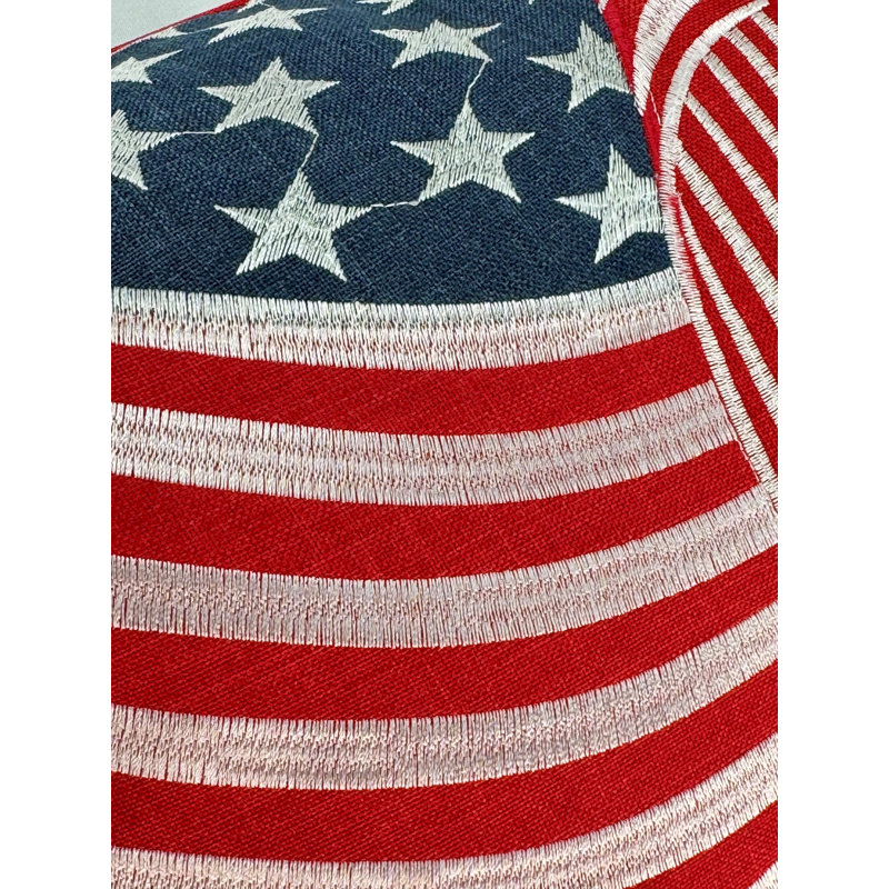 Coussin décoratif d'intérieur extérieur de la mer à la mer brillante brodée, H 12 po x l 18 po, Rouge / blanc / bleu
