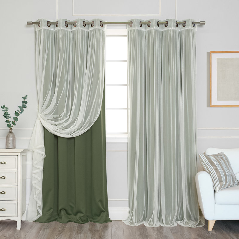 Panneaux de rideaux unis obscurcissants et thermiques avec œillets Granados, l 52" x L 84", Moss