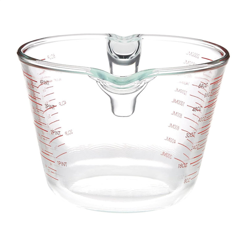 Tasse à mesurer en verre, capacité de 8 tasses (2 litres), transparent