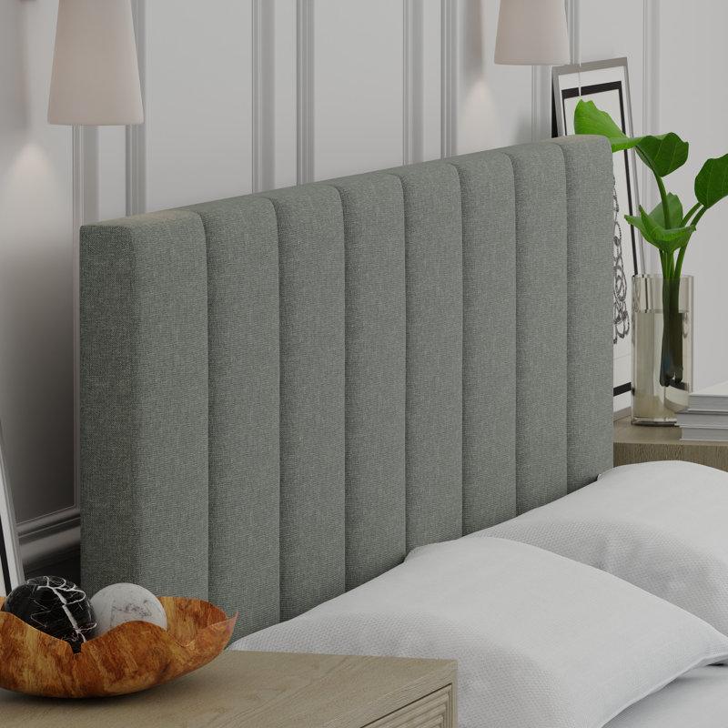 Avag Upholstered Panel Headboard, Light Gray, King