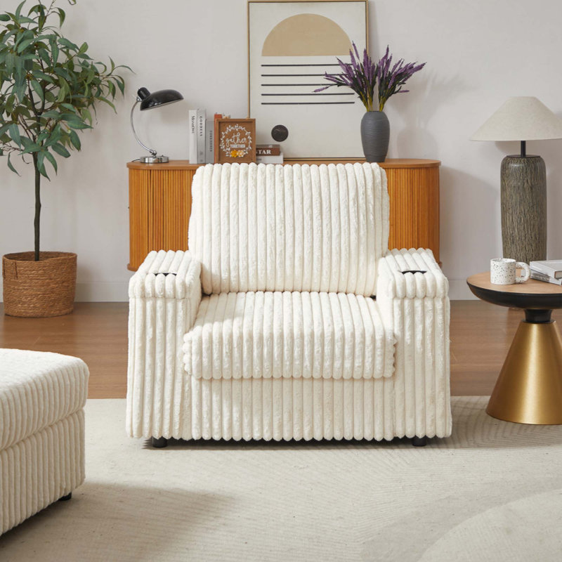 Fauteuil inclinable Corduroy, Beige