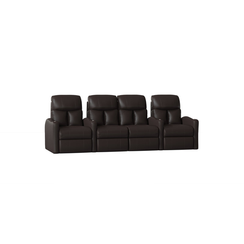 Upholstered Home Theater Seat with Cup Holder, Manual, Luxe Espresso