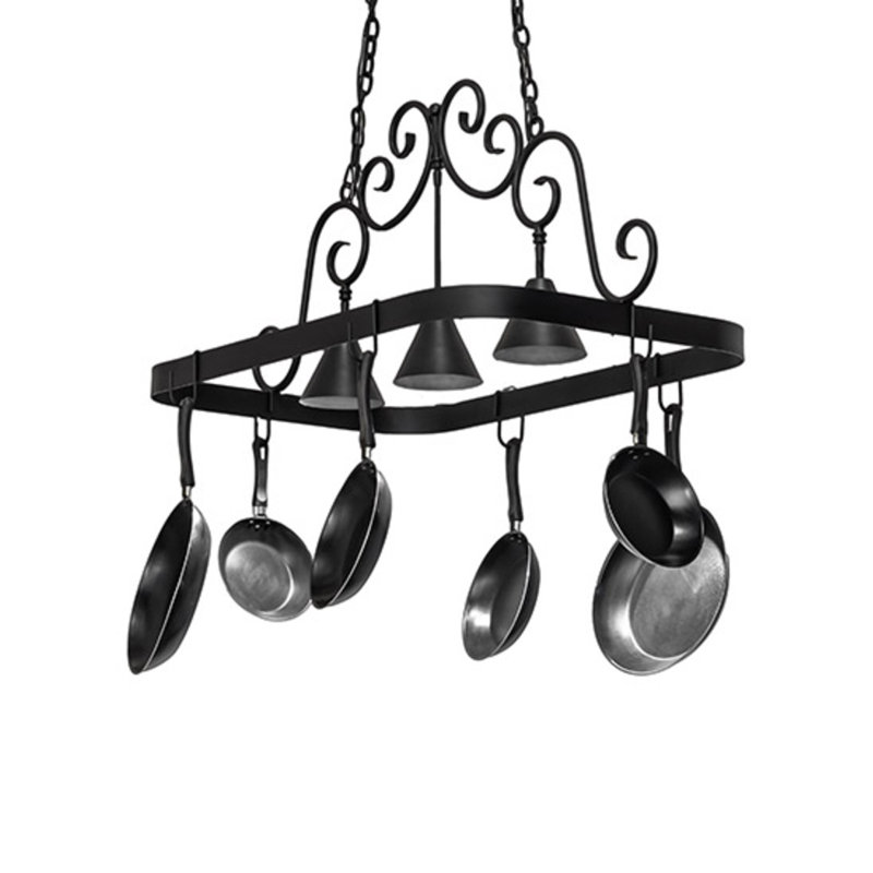 Elana Steel Handcrafted Rectangle Hanging Pot Rack