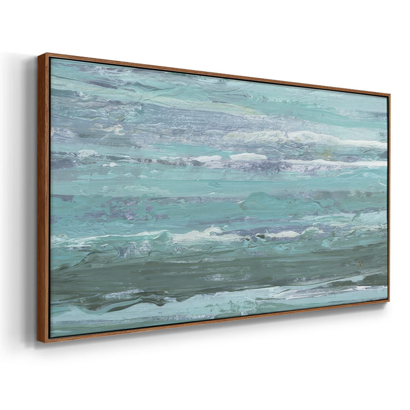 Linear Tides II - Toile tendue avec châssis encadré - Prêt à accrocher, H 25 po x l 49 po, Noyer