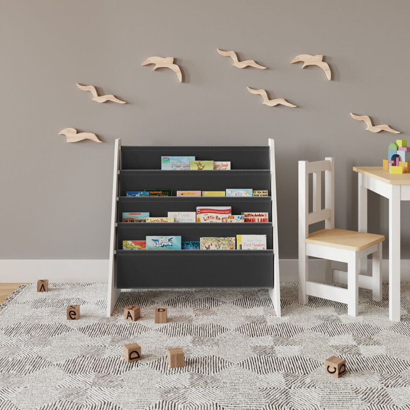 Marybeth 60cm H X 62.7cm W Solid Wood Kids Bookcase, White/Grey