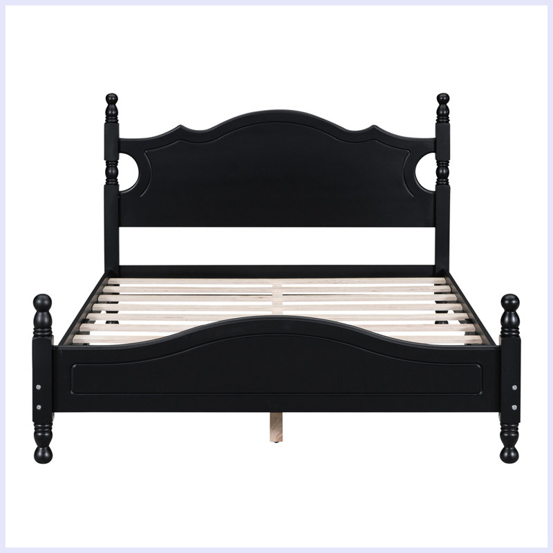 Lit plateforme Mariacamila, Noir 1, Double
