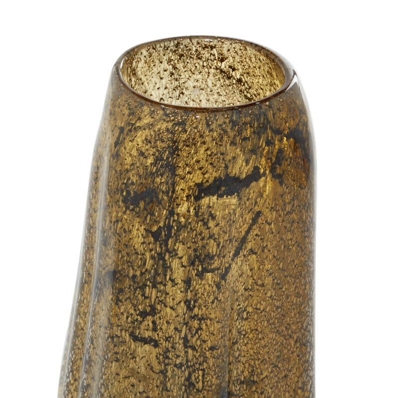 Ensemble de 2 vases en verre, Brun, H 14,5 po x l 4,5 po / H 12,1 po x l 4,2 po