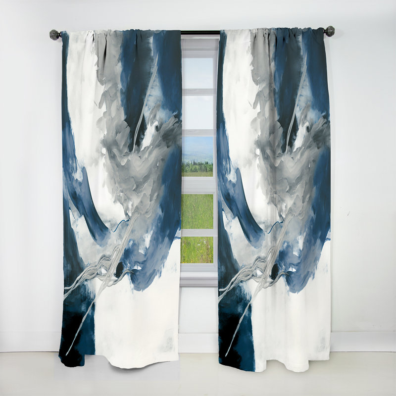 Feeling Honolulu Blue X - Rideau occultant abstrait - 1 panneau, L 52 po x L 120 po