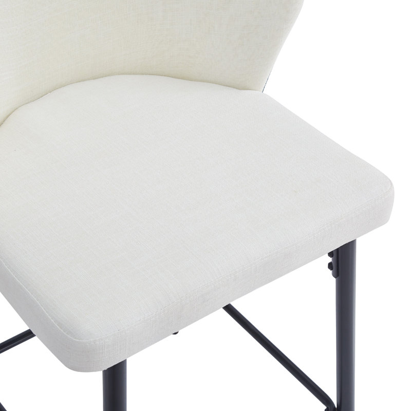 Ensemble de deux tabourets de bar à hauteur de comptoir avec revêtement en jacquard, repose-pieds et cadre en métal pour la cuisine et la salle à manger