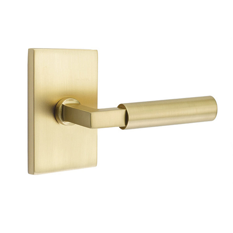 Levier de porte d'intimité (lit et bain) avec rosette, Droite, Laiton satiné