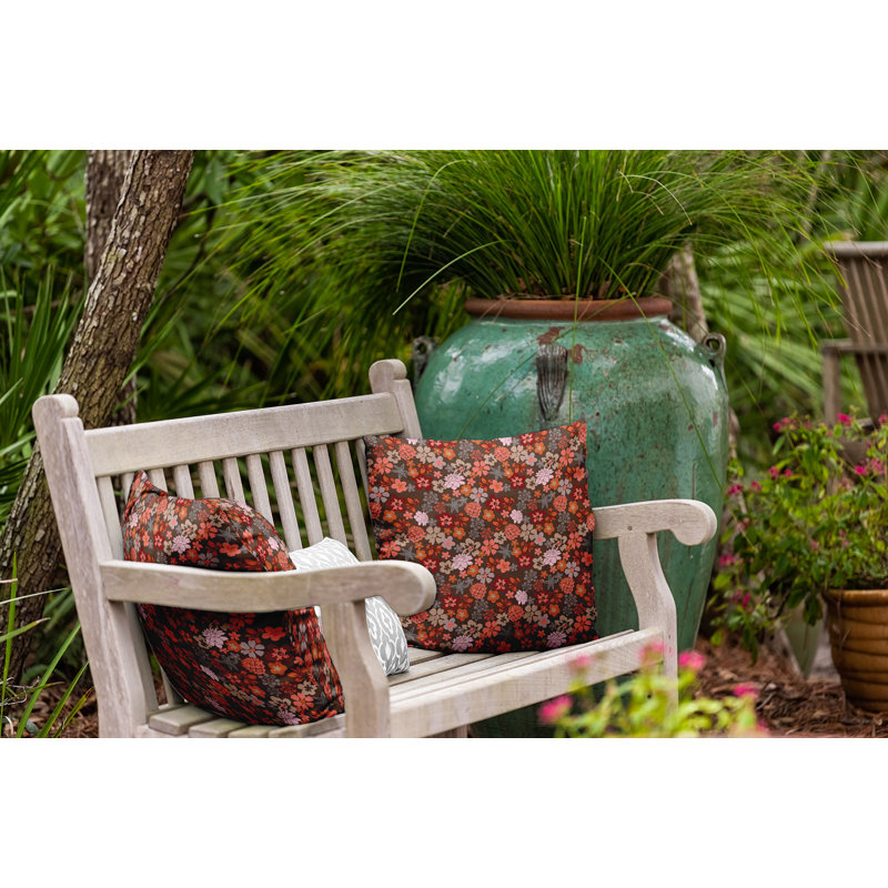  Polyester Throw Square Indoor/Outdoor Pillow Cover & Insert by E by Design, 16" x 16", Brown