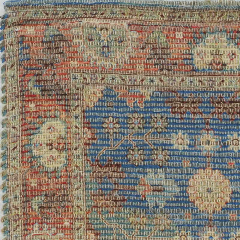 Tapis d'intérieur floral rouge tissé à la main 5 pi x 7 pi bleu