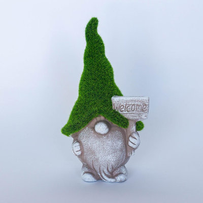 Gnome Holding A Welcome Sign Garden Sculpture
