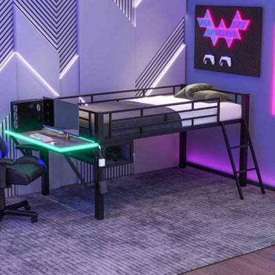 Lit mezzanine avec bureau Gaming