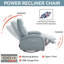 Fauteuil inclinable électrique pivotant et berçant Leatheraire avec support lombaire, degré de pivotement maximal 270 °, mécanisme de mouvement robuste avec ports USB et Type-C-215105407