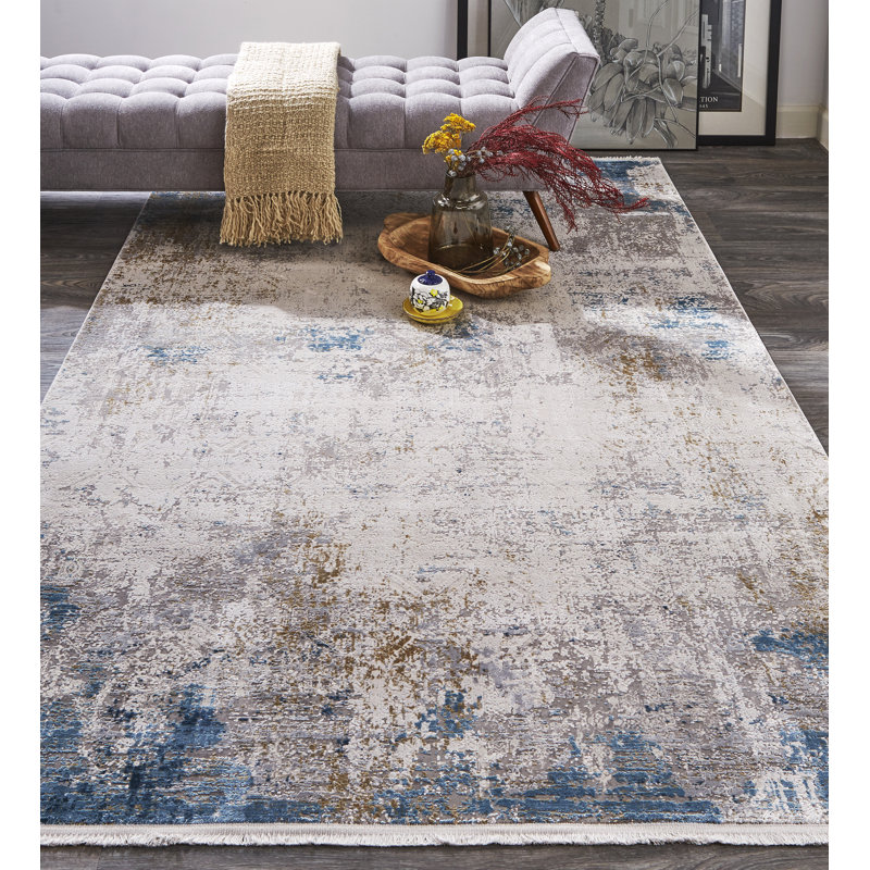 Tapis bleu / ivoire Whitten, Rectangle 13 pi x 20 pi