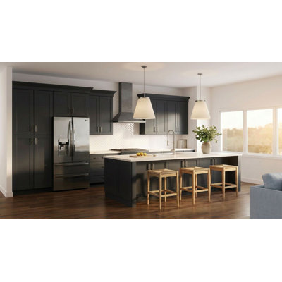 Gallery Express Mercer Plywood Assembled 21 in W X 21 in D X 42 in H Corner Diagonal Kitchen Cabinet Left in Onyx