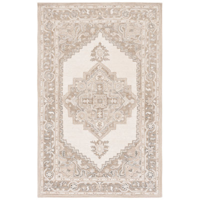 Oriental Handmade Tufted Wool Area Rug in Ivory/Beige