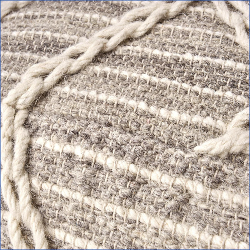 Repose-pieds repose-pieds carré en corde | 16 x 16 x 16 | Gris clair et ivoire | Gris clair | Ivoire