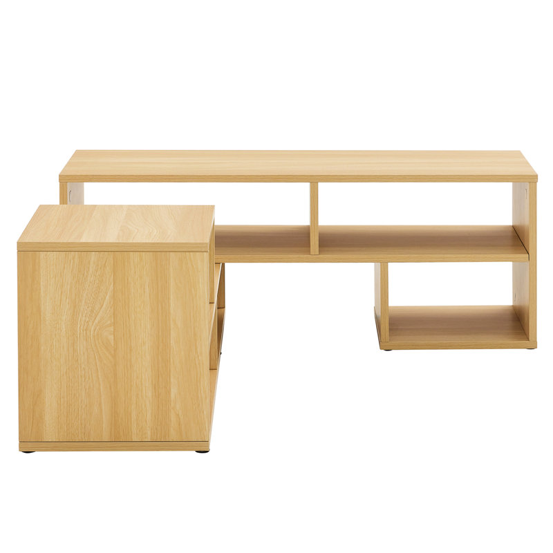 Meuble télé cubique pour décoration - pouvant accueillir divers téléviseurs, un bureau de télévision en forme de L et 6 compartiments de rangement, aspect polyvalent