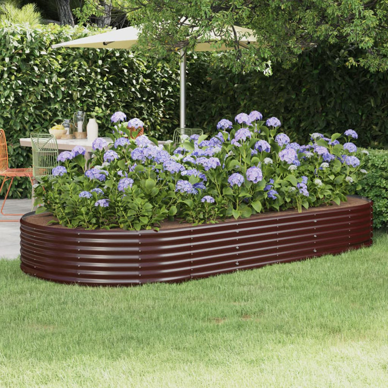 Garden Raised Bed Powder-coated Steel, 36cm x 296cm x 140cm, Brown