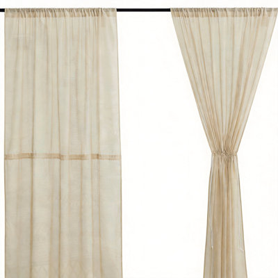 Waterproof Outdoor Indoor Sheer Curtains For Patio, Rod Pocket Light Filtering Linen Gauze Curtains For Porch Pergola Pool Beach, 2 Panels, (Beige)