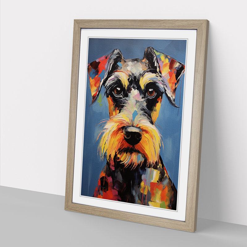 Schnauzer Expressionism Art - Framed Print, Oak Framed, 64cm H x 46cm W