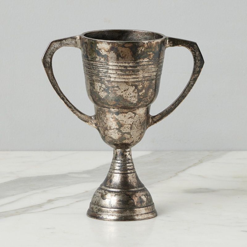 Vintage Trophy Cup - 4"L x 7.5"W x 9"H - Distressed Gold, Distressed Silver