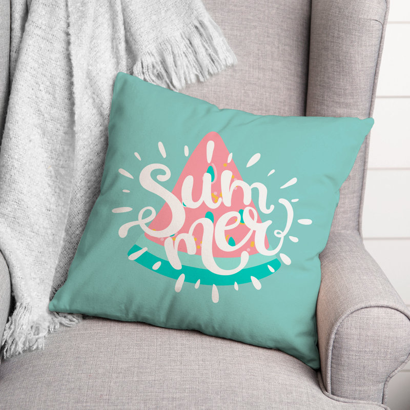  Summer Watermelon Bright Square Pillow Cover & Insert