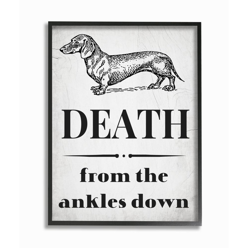 «Funny Dachshund Dog Ankle» par Daphne Polselli - impression d'art textuel, Cadre noir, H 20 po x l 16 po x 1,5 po