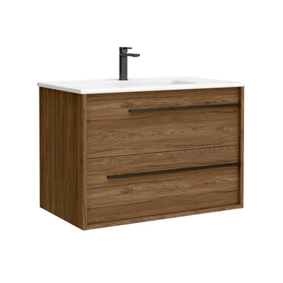 Meuble-lavabo mural simple avec plateau en céramique Lotus
