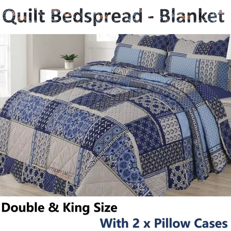 Cotton Blend Floral Bedspread with Pillowcases Included, King