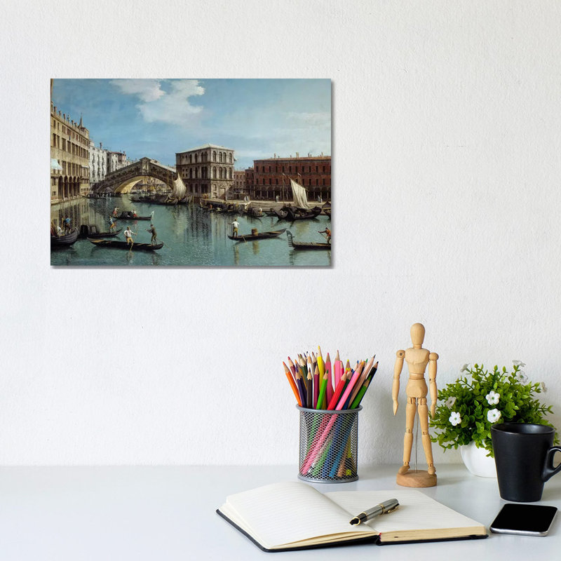 Le Pont Du Rialto A Venice by Canaletto - Wrapped Canvas Gallery-Wrapped Canvas Giclée, 20.32 cm H x 30.48 cm W