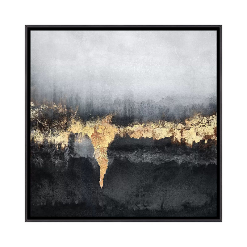 « Uneasy-Square » par Elisabeth Fredriksson-reproduction d’art, Toile avec cadre noir patiné, Pas de tapis