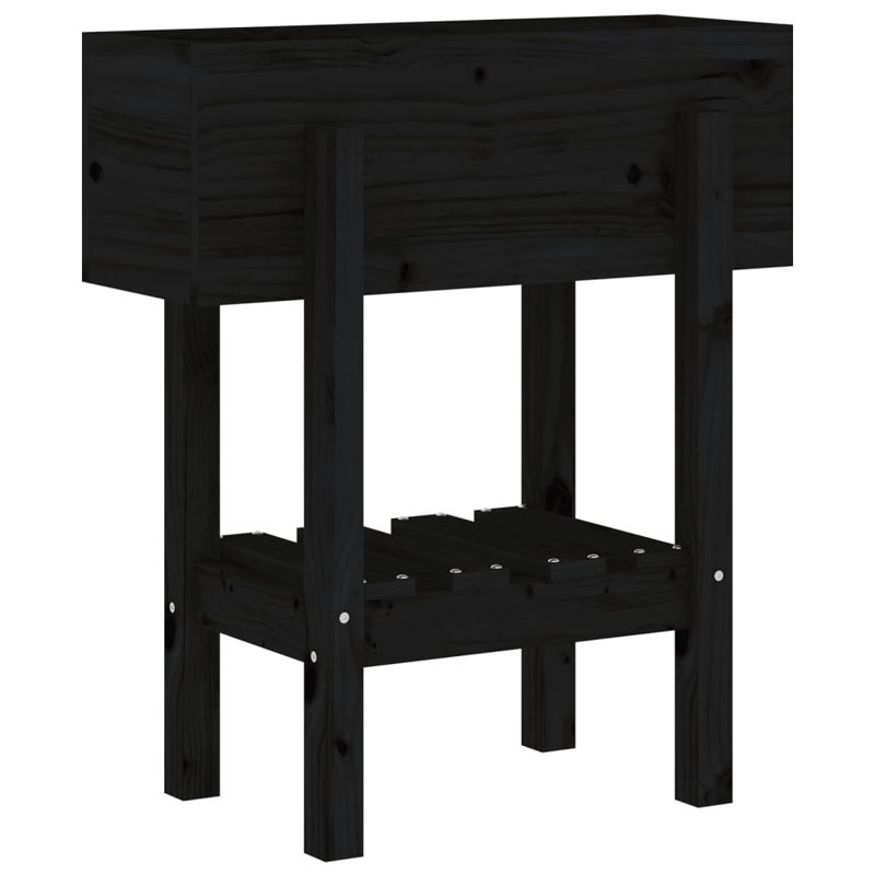 Balliett Wood Planter Box, 62cm W x 30cm D x 69cm H, Black