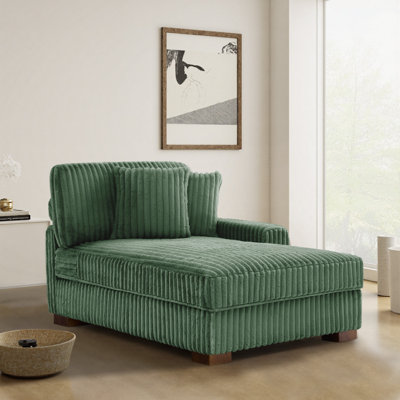 Stephania Oversized Upholstered Faux Rabbit Fur Flannel Chaise Lounge with Armrests & Throw Pillows by Mercer41