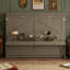 Lit escamotable mural avec rangement, armoire-lit pliable avec coiffeuse, miroir central et 2 tiroirs latéraux-1811250107