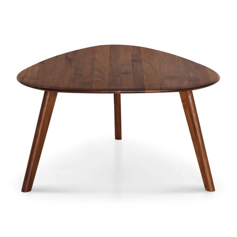 Triangular 2-Piece Walnut Wood Nesting Table