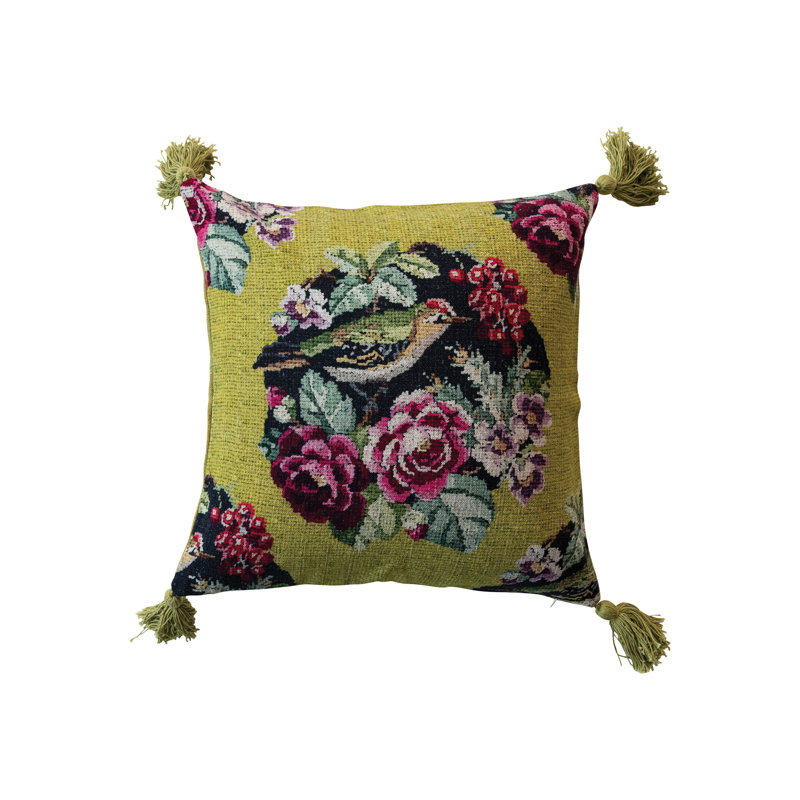 Linen Blend/Viscose Throw Square Pillow Cover & Insert