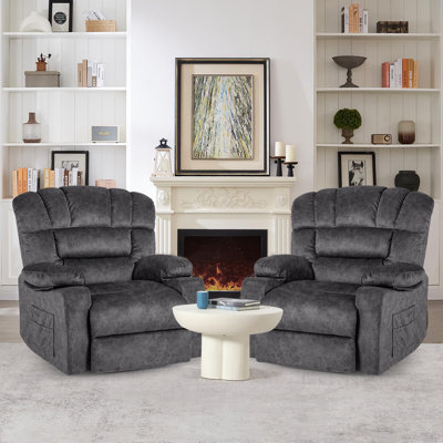 40.9'' Width Soft Velvet Fabric Living Room Recliner Chair(Set Of 2)