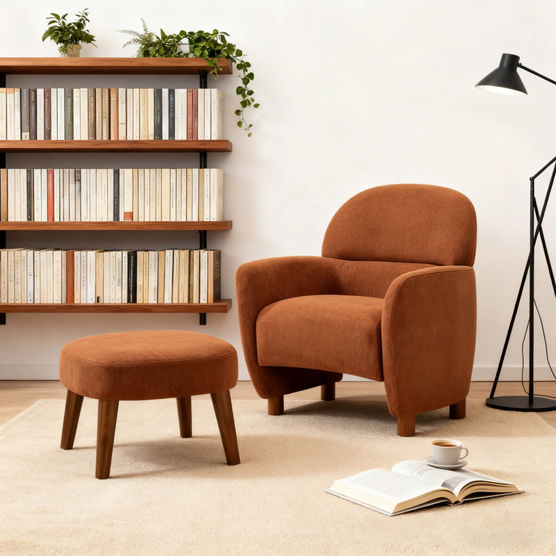 Chaise de loisir rembourrée avec repose-pieds, Orange