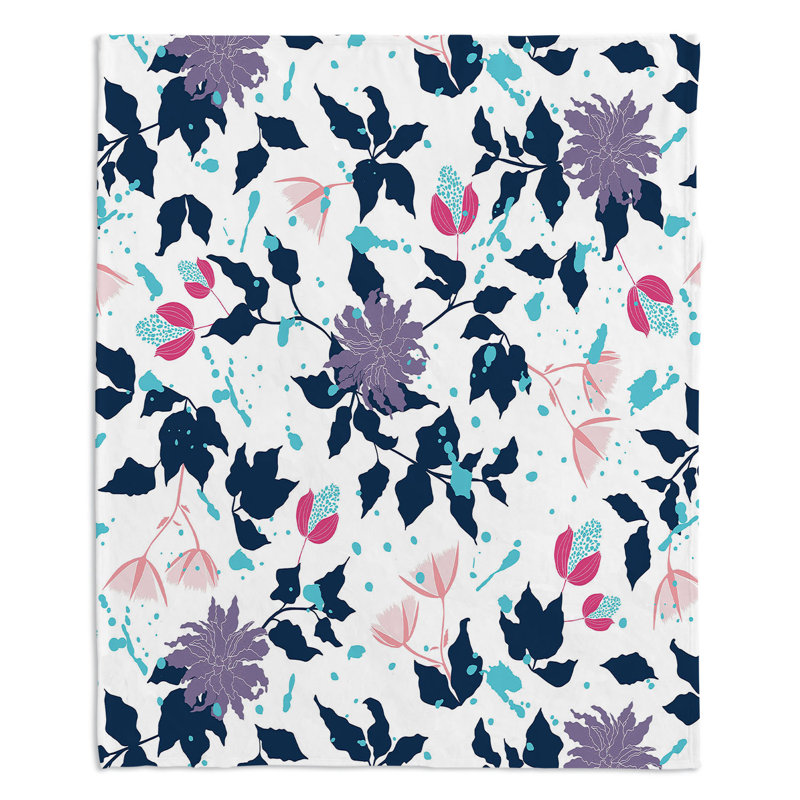  Couverture à fleurs, 68 po x 80 po, bleu