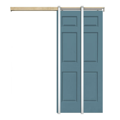 80'' Hollow Paneled Painted without Installation Hardware Kit Sliding Closet Doors