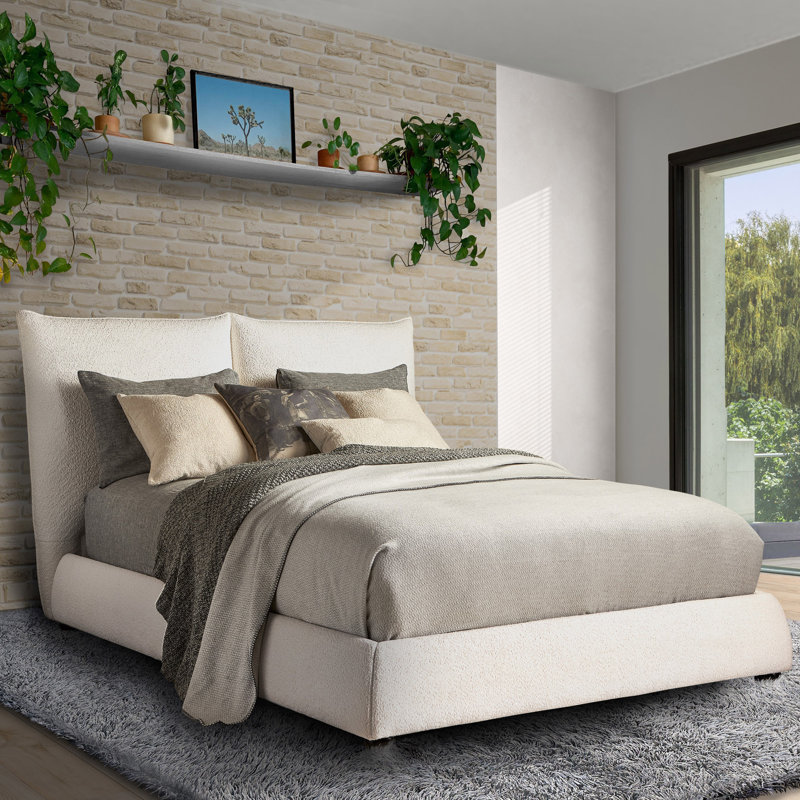 Culloden Upholstered Panel Bed, King, Ivory