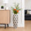 Vase de plancher en poterie avec motif décoratif pour la maison - Grand vase sculptural pour le salon et le coin - Ivoire et noir